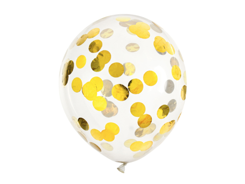 Konfeti baloni - apļi, 30cm, zelts (1 pkt / 6 gab.)