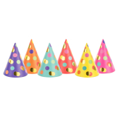 Party hats Dots, mix, 16cm (1 pkt / 6 pc.)