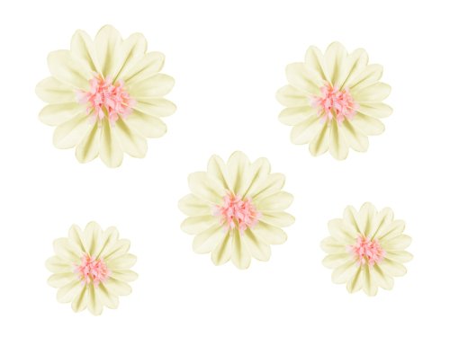 Tissepaper decoration Flowers, cream, 30-20 cm (1 pkt / 5 pc.)