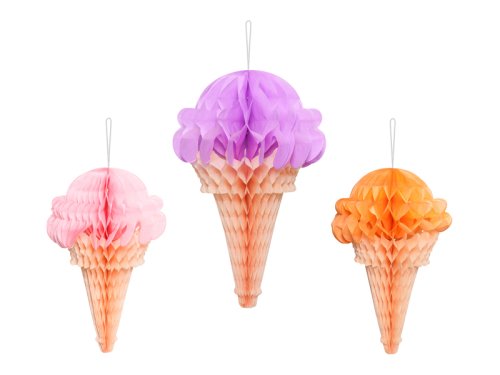 Tissue paper decorations Ice Cream, 20-30 cm, mix (1 pkt / 3 pc.) Tissue paper decorations Ice Cream, 20-30 cm, mix (1 pkt / 3 pc.)