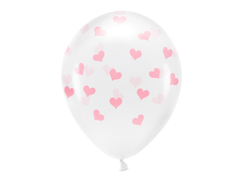 Eco Balloons 33 cm, Hearts, Crystal Clear (1 pkt / 6 pc.)