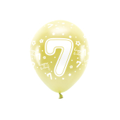Metallic Eco Balloons 33 cm, Number '' 7 '', light gold (1 pkt / 6 pc.)
