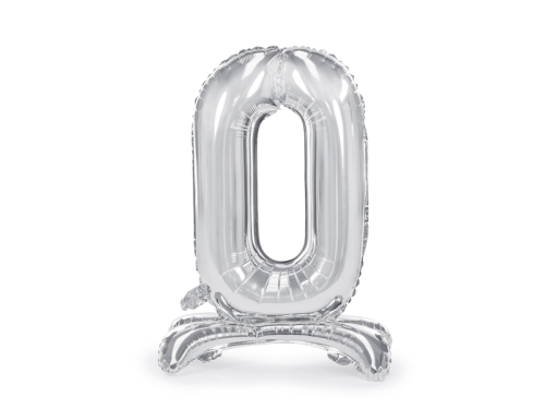 Standing foil balloon Number ''0'', 70cm, silver Standing foil balloon Number ''0'', 70cm, silver