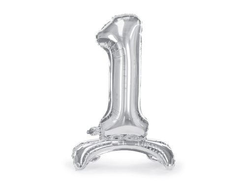 Standing foil balloon Number ''1'', 70cm, silver Standing foil balloon Number ''1'', 70cm, silver