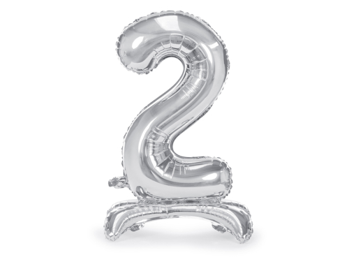 Standing foil balloon Number ''2'', 70cm, silver Standing foil balloon Number ''2'', 70cm, silver