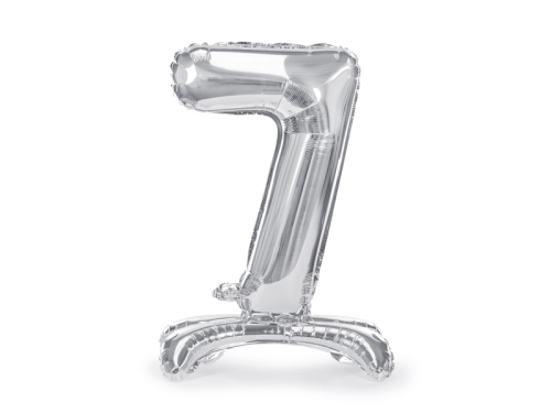 Standing foil balloon Number ''7'', 70cm, silver Standing foil balloon Number ''7'', 70cm, silver