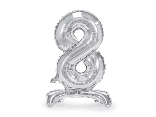 Standing foil balloon Number ''8'', 70cm, silver Standing foil balloon Number ''8'', 70cm, silver
