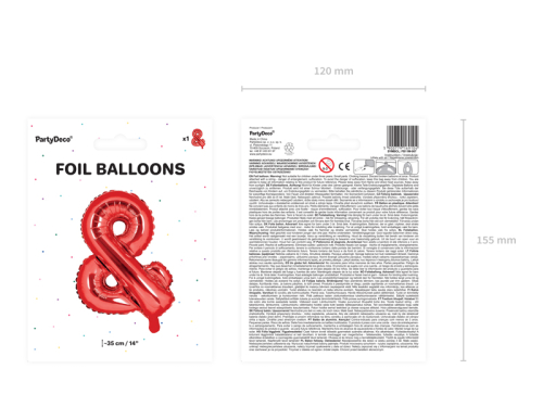 Foil Balloon sign ''&'' 35cm, red