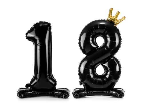 Standing foil balloon Number ''18'', 88 cm, black