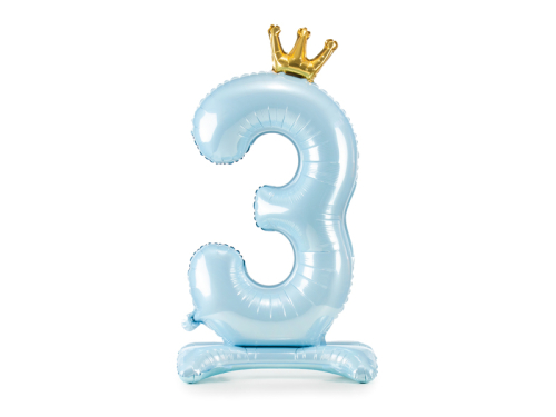 Standing foil balloon Number ''3'' , 84 cm, sky-blue Standing foil balloon Number ''3'' , 84 cm, sky-blue