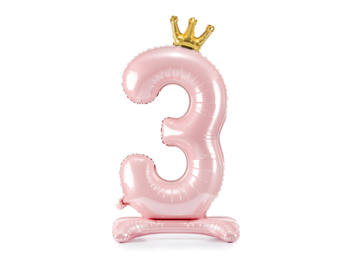 Standing foil balloon Number ''3'' , 84 cm, light pink Standing foil balloon Number ''3'' , 84 cm, light pink