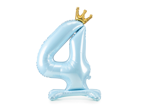 Standing foil balloon Number ''4'' , 84 cm, sky-blue Standing foil balloon Number ''4'' , 84 cm, sky-blue