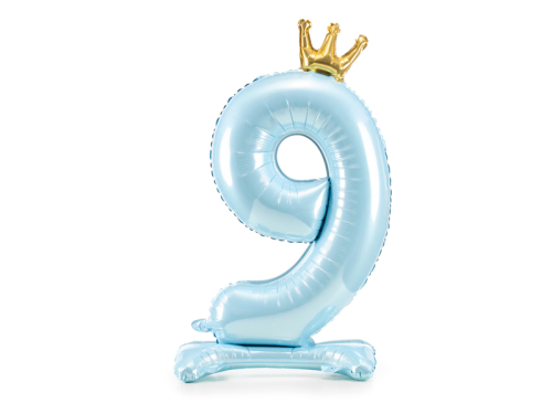 Standing foil balloon Number ''9'' , 84 cm, sky-blue Standing foil balloon Number ''9'' , 84 cm, sky-blue