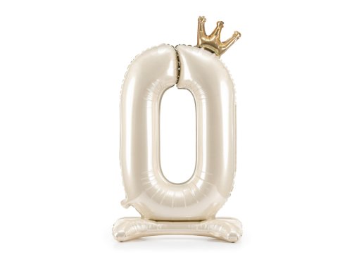 Standing foil balloon number ''0'', 84 cm, light cream Standing foil balloon number ''0'', 84 cm, light cream