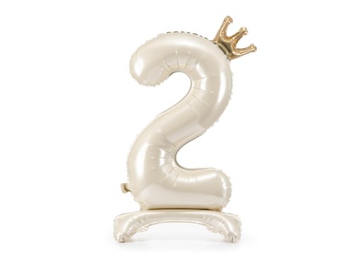 Standing foil balloon number ''2'', 84 cm, light cream Standing foil balloon number ''2'', 84 cm, light cream