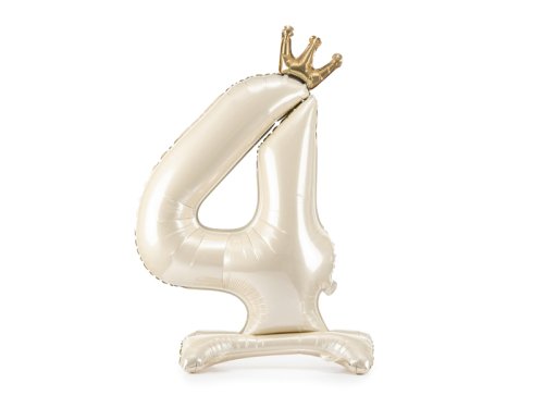 Standing foil balloon number ''4'', 84 cm, light cream Standing foil balloon number ''4'', 84 cm, light cream