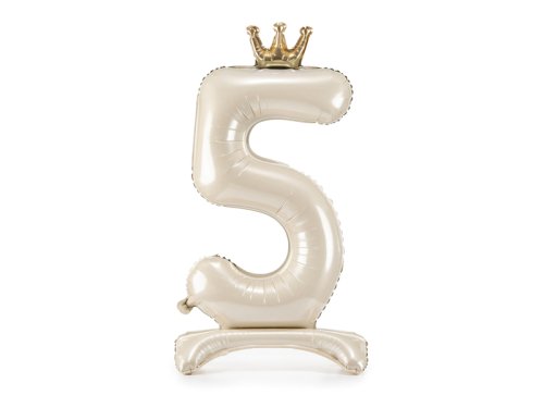 Standing foil balloon number ''5'', 84 cm, light cream Standing foil balloon number ''5'', 84 cm, light cream