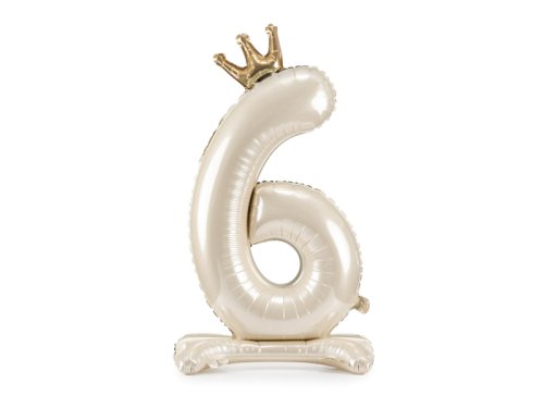 Standing foil balloon number ''6'', 84 cm, light cream Standing foil balloon number ''6'', 84 cm, light cream
