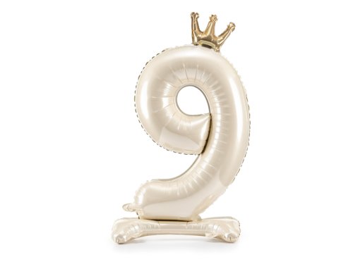 Standing foil balloon number ''9'', 84 cm, light cream Standing foil balloon number ''9'', 84 cm, light cream