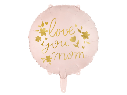 Foil balloon ''Love you mom'', 45 cm, pink Foil balloon ''Love you mom'', 45 cm, pink