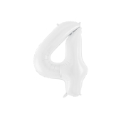 Foil ballon Number ''4'', 86 cm, white