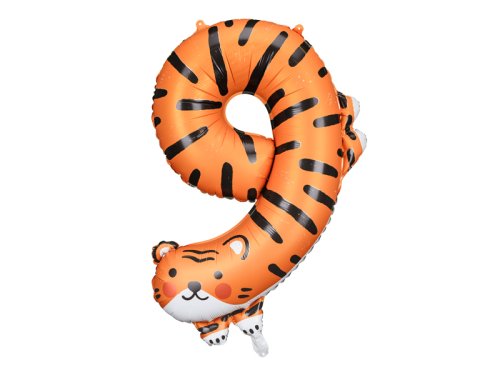 Foil balloon Number 9 - Tiger, 64x87 cm, mix Foil balloon Number 9 - Tiger, 64x87 cm, mix