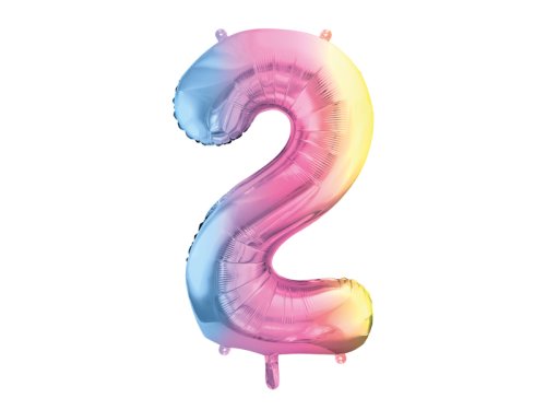 Foil Balloon Number ''2'', 86cm, pastel rainbow Foil Balloon Number ''2'', 86cm, pastel rainbow