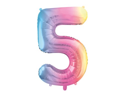 Foil Balloon Number ''5'', 86cm, pastel rainbow Foil Balloon Number ''5'', 86cm, pastel rainbow