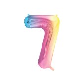 Foil Balloon Number ''7'', 86cm, pastel rainbow