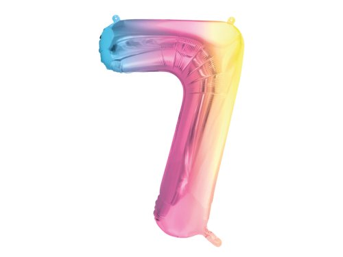 Foil Balloon Number ''7'', 86cm, pastel rainbow Foil Balloon Number ''7'', 86cm, pastel rainbow