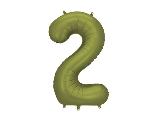 Foil Balloon Number ''2'', 86cm, olive Foil Balloon Number ''2'', 86cm, olive