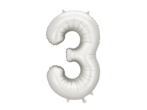 Foil balloon Number ''3'', 86 cm, silver Foil balloon Number ''3'', 86 cm, silver