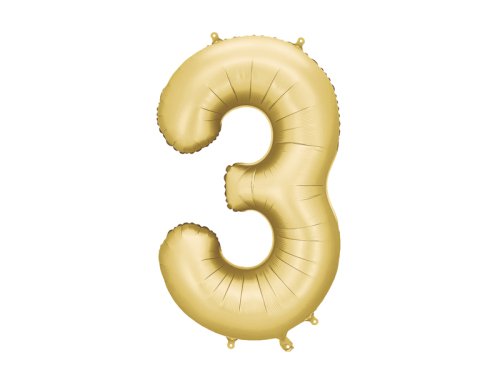 Foil balloon Number ''3'', 86 cm, gold. Foil balloon Number ''3'', 86 cm, gold.