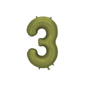 Foil Balloon Number ''3'', 86cm, olive
