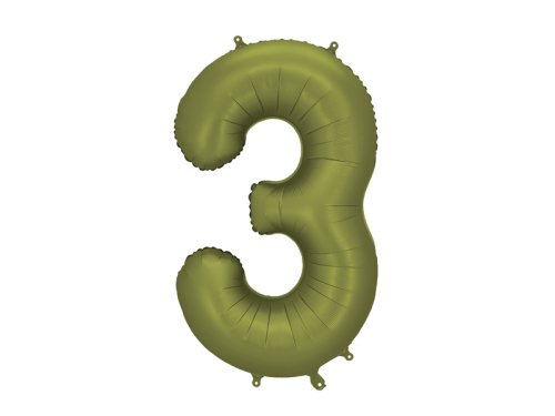 Foil Balloon Number ''3'', 86cm, olive Foil Balloon Number ''3'', 86cm, olive