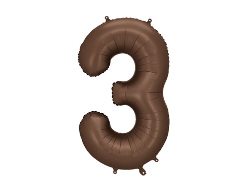 Foil balloon Number ''3'', 86 cm, mocha.