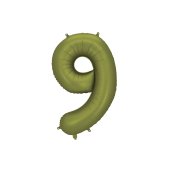 Foil Balloon Number ''9'', 86cm, olive