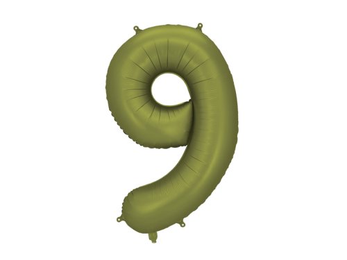 Foil Balloon Number ''9'', 86cm, olive