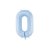 Foil Balloon Number ''0'', 86cm, misty blue