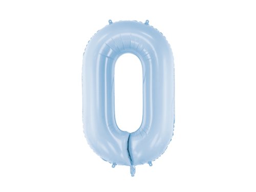 Foil Balloon Number ''0'', 86cm, misty blue