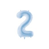 Foil Balloon Number ''2'', 86cm, misty blue