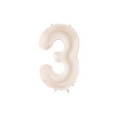 Foil Balloon Number ''3'', 86cm, light warm grey