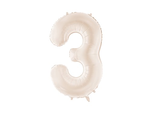 Foil Balloon Number ''3'', 86cm, light warm grey Foil Balloon Number ''3'', 86cm, light warm grey