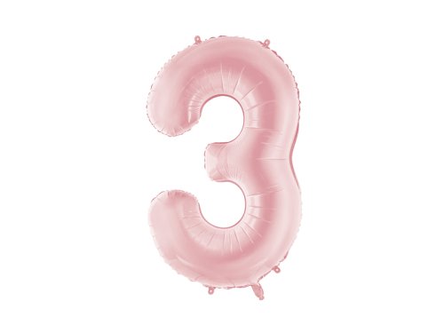 Foil Balloon Number ''3'', 86cm, light pink Foil Balloon Number ''3'', 86cm, light pink