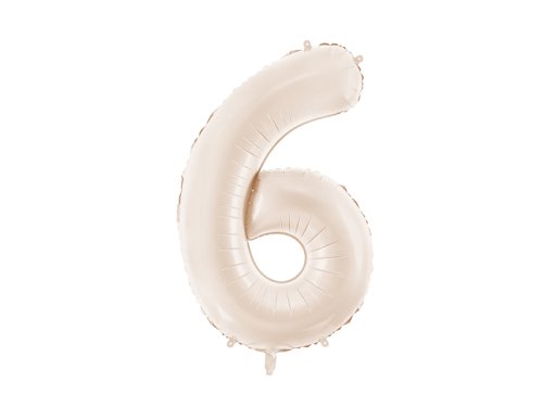 Foil Balloon Number ''6'', 86cm, light warm grey