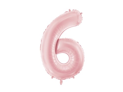 Foil Balloon Number ''6'', 86cm, light pink