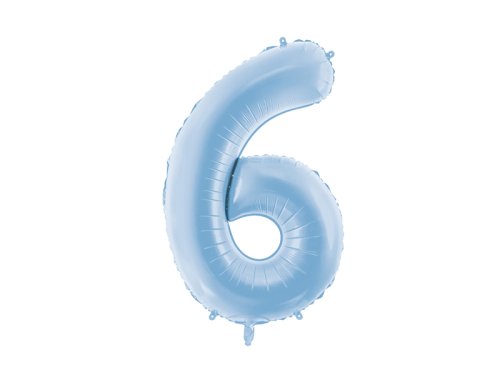 Foil Balloon Number ''6'', 86cm, misty blue