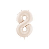 Foil Balloon Number ''8'', 86cm, light warm grey
