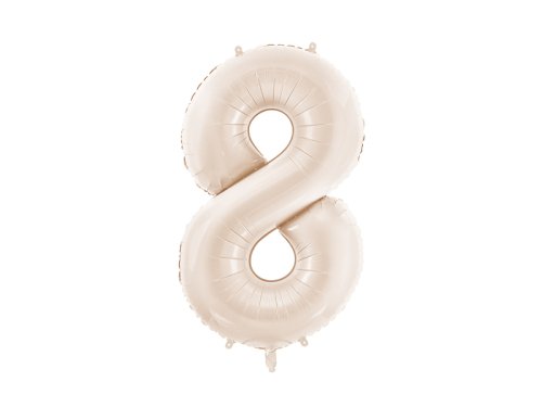 Foil Balloon Number ''8'', 86cm, light warm grey