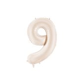 Foil Balloon Number ''9'', 86cm, light warm grey